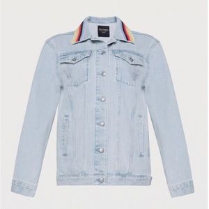 Juicy Couture Boyfriend Embroidered Stripe Light Blue Denim Jacket